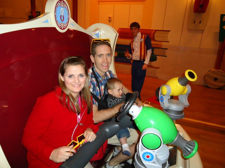 Buzz lightyear ride with a baby